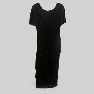 Vintage VIRGO black capsule layered ruffle beaded sheath dress USA 4 P gothic